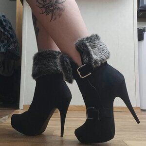 Faux Fur Heel Boots